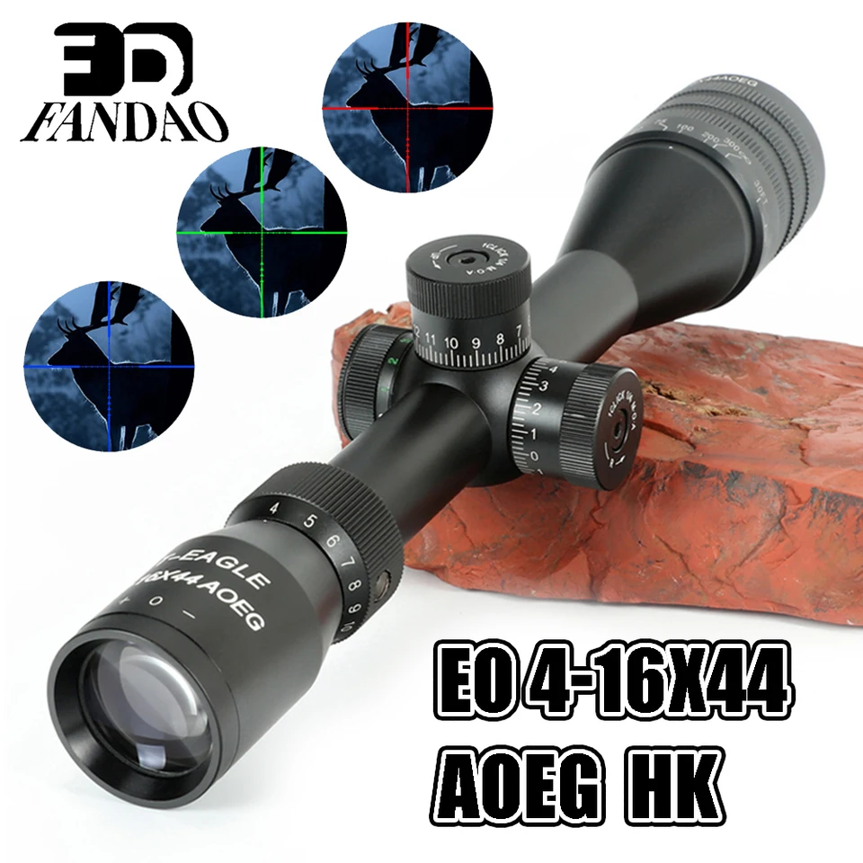 EO 4-16x44 AOEG TACTICKÝ PUBLESCOP OPTIC CROSS ZELENÝ ČERVENÝ ILLUMINOVANÝ LOVE PLAVO PRE VELOVÉ ZÁVODY PRE LICKOVÝ SKÚSENOSTI PCP