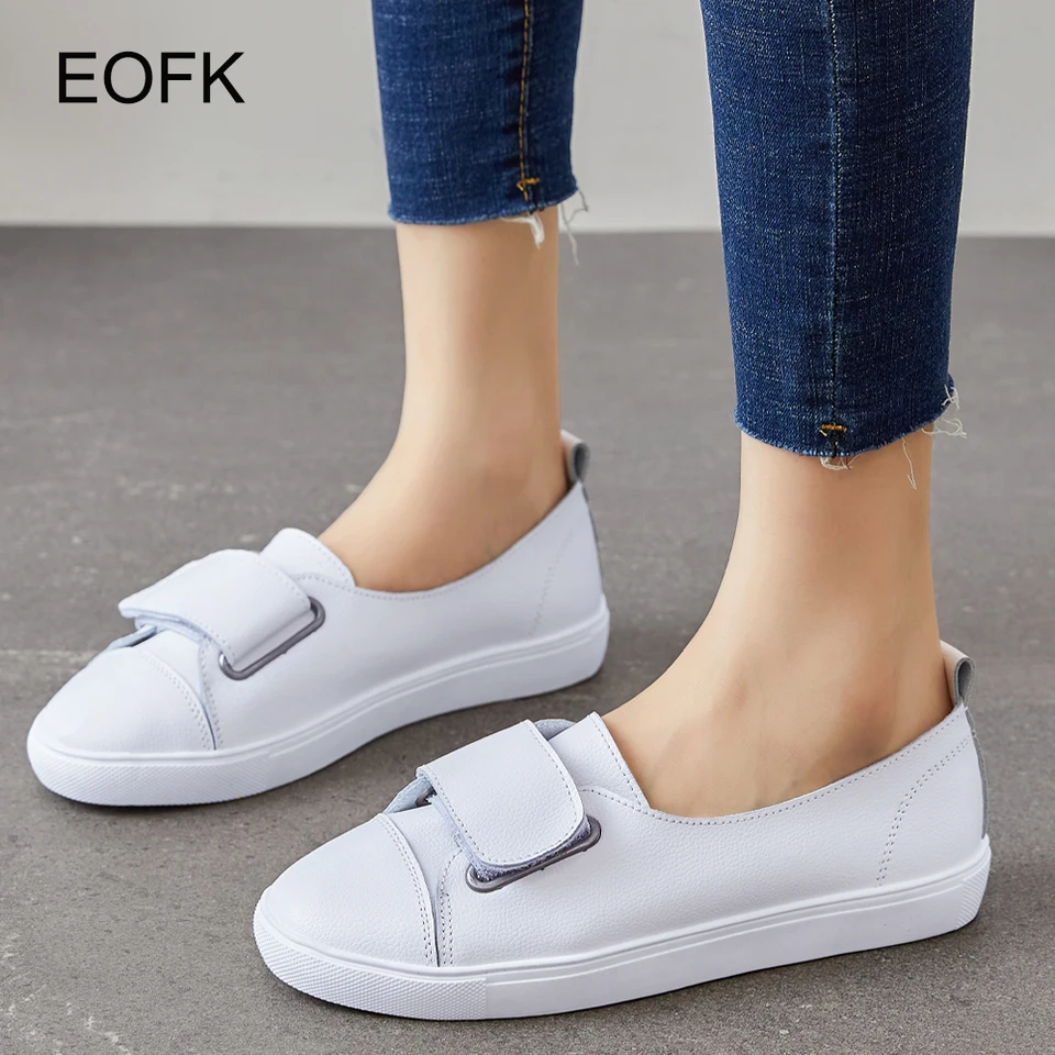 Eofk letné ženské laafery Flats Lady sklz na bielu pravú kožu mokasíny Príležitostné ženské topánky Zapatos de mujer