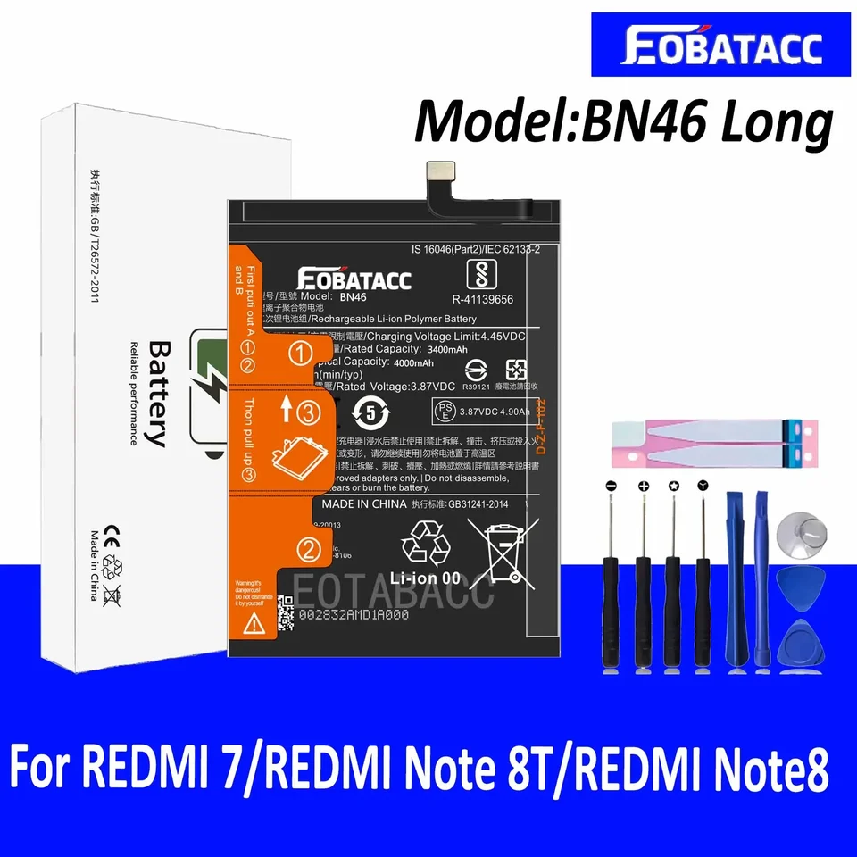 EOTABACC 100% Nová originálna batéria BN46 dlhá pre Xiaomi Redmi 7/poznámka 8T/note8 batéria +náradie