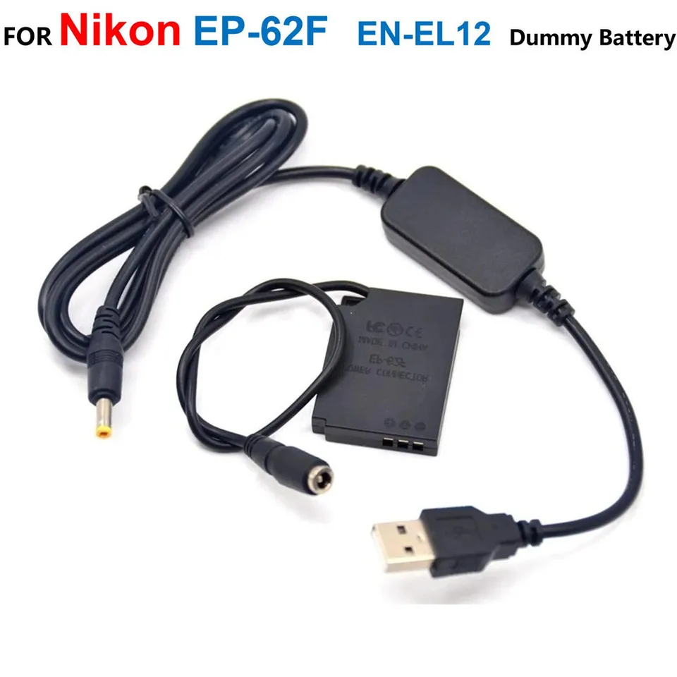EP-62F DC COUPER EN-EL12 DUM) batéria+kábel USB USB pre Nikon COOLPIX AW120 P310 P340 S1200PJ S640 S630 S31 S31 S710 S6300