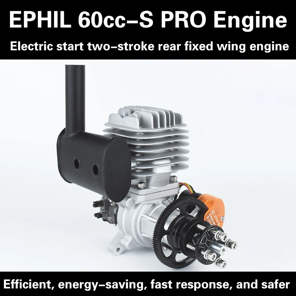 Ephil 60cc-S Pro Model Lietadlo benzíny s elektrickým štartom, dvojtaktný zadný pevný krídla
