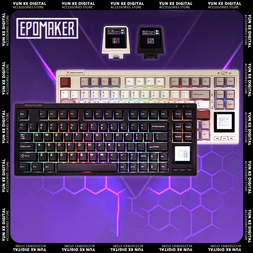 Epomaker RT80 Mechanická klávesnica s dotykovou obrazovkou a Mini Display NKRO 75% Tri-režim káblového/bezdrôtového prenosu pre Office Gamer