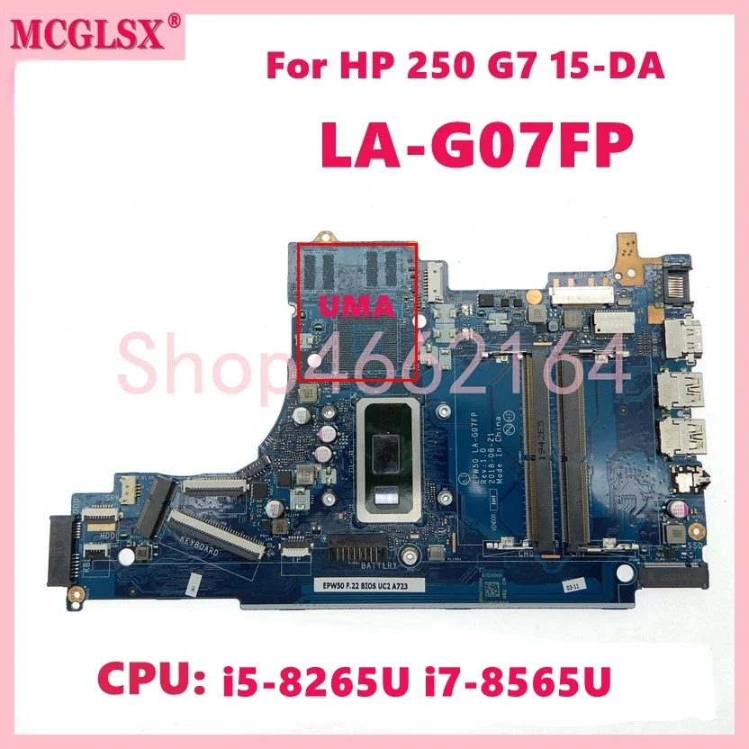 EPW50 LA-G07FP s i5-8265U i7-8565U CPU Notebook Mainboard pre HP 250 G7 15-da laptop základnú dosku 100% testované OK