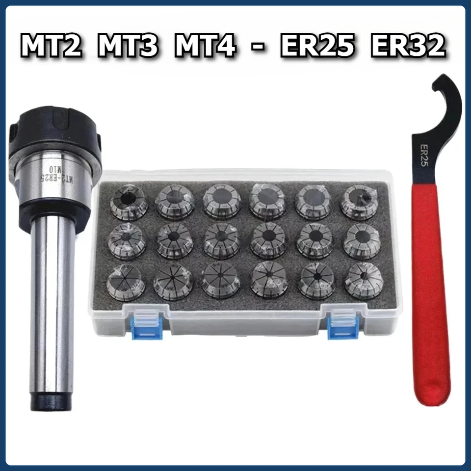ER20 ER40 ER25 ER32 Springové svorky + MTA MTB ER MT3 MT2 MT4 + Kľúčový klietok Chuck Morse CONE pre nástroj CNC Fleging Lathe Tool