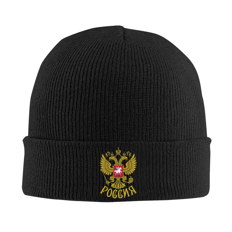 Erb Rusko nápis pletený klobúk jesenné zimné lebky čiapky teplý ruský orol čiapka unisex akrylová neformálna lebka
