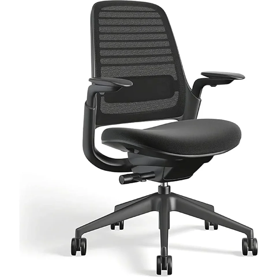 Ergonomická pracovná stolička s kolesami pre koberce - ovládacie prvky aktivované hmotnosťou, zadné podpery a podpora paží - ľahká montáž