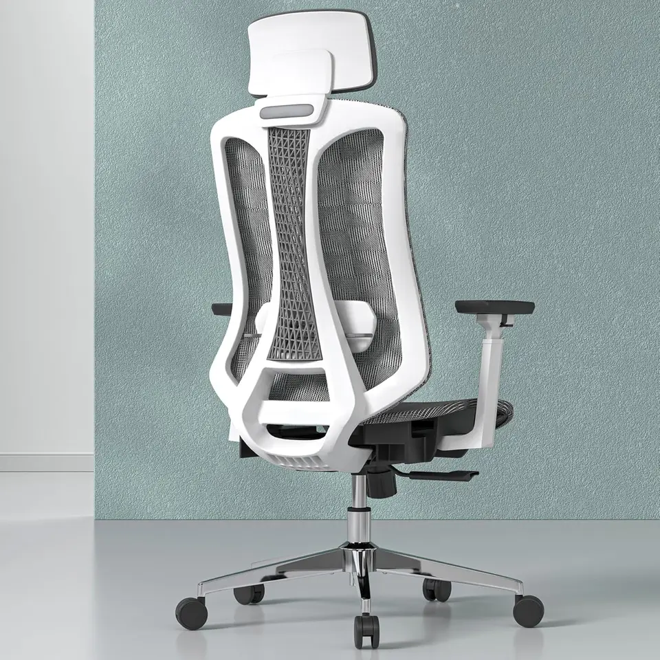 Ergonomická sieťová stolička počítačové stoličky s 3D lakťami nastaviteľné lumbálne vankúš a nastaviteľná opierka hlavy