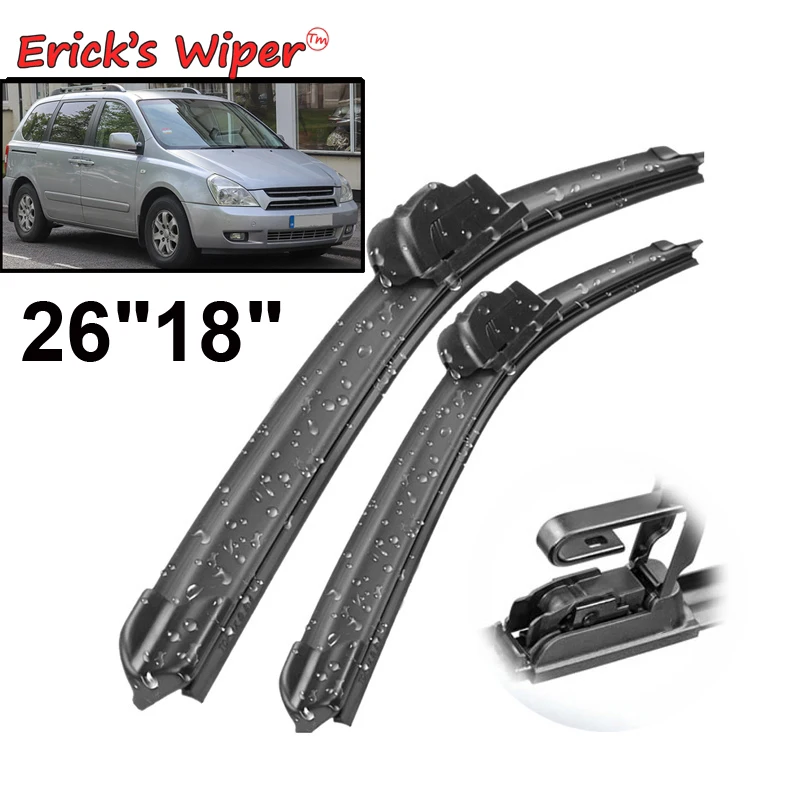 Erick's Wiper LHD Front Wiper Blades pre Kia Carnival VQ 2006 - 2013 čelné sklo Černé sklo Čisté okno Dážďové kefy 26 