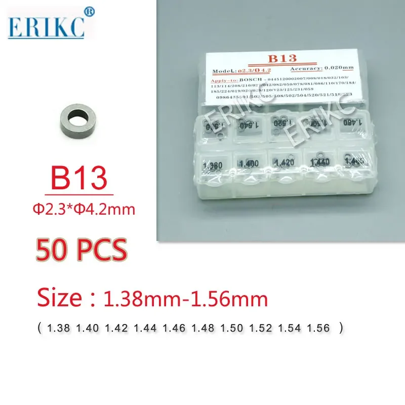 ERIKC B13 Diesel Injector Dysle Washer, podložka na vstrekovanie paliva a podložka nastavenia tesnení v injekcii 1,38 --- 1,56 mm