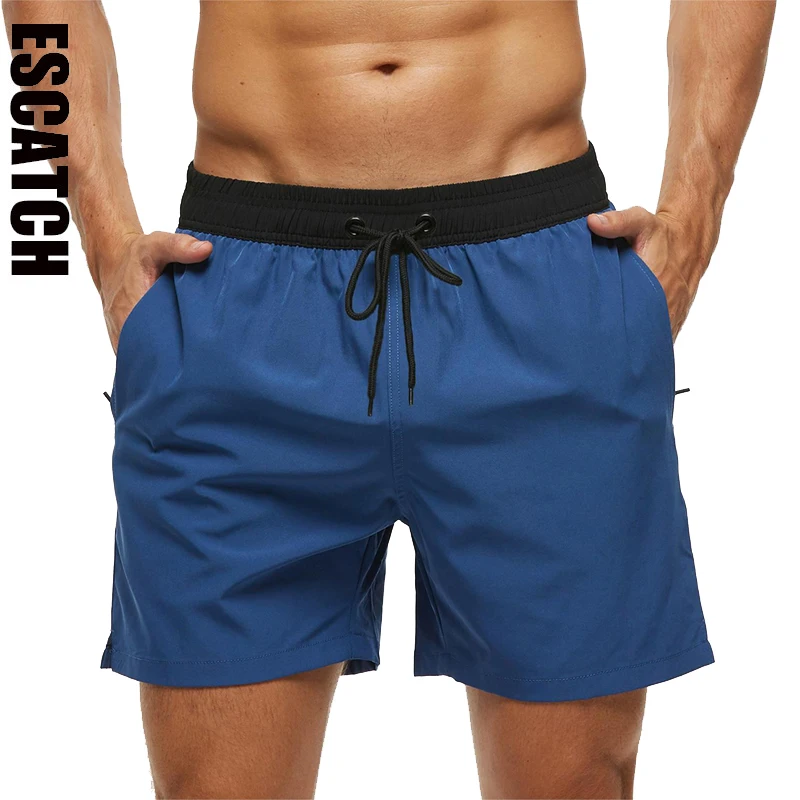 Escatch Brand Summer Swimming Shorts Men Fashion Sport Priedušný elastický pás sieťový vložka s vreckovými bermudovými maskulina šortky