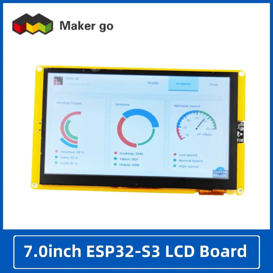 ESP32-S3 HMI 8M PSRAM 16M FLASH ARDUINO LVGL WIFI & Bluetooth 7 