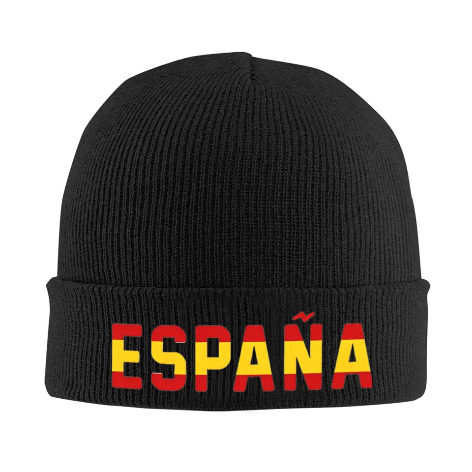 Espana Španielsko Vlajky špičkové pletené čiapky pre ženy Muži lebky čiapky na jeseň zimná zimná neformálna klobúk akrylové teplé čiapky