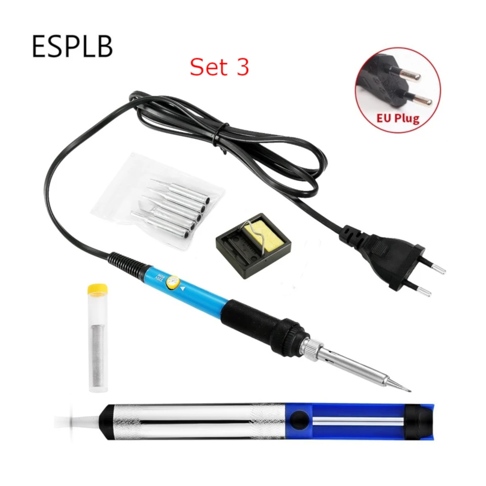 ESPLB 110V/220V US/EU zástrčka Elektrická spájka Železo Nastaviteľná teplota Zváracia Spájka Spájka Stanica Tepelná ceruzka + 5ks tipy