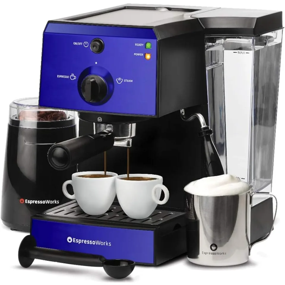 Espresso stroj s all-in-jedným s mliečnym setom 7-dielna-Maker obsahuje mlynček, penivý džbán, šálky, lyžicu a manipuláciu