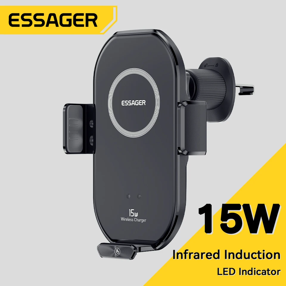 ESSAGER 15W QI Wireless Charger Držiteľ telefónu pre vzduch pre Air Vent Mount Rýchle nabíjanie pre iPhone 12 13 14 15 Huawei Universal Holder