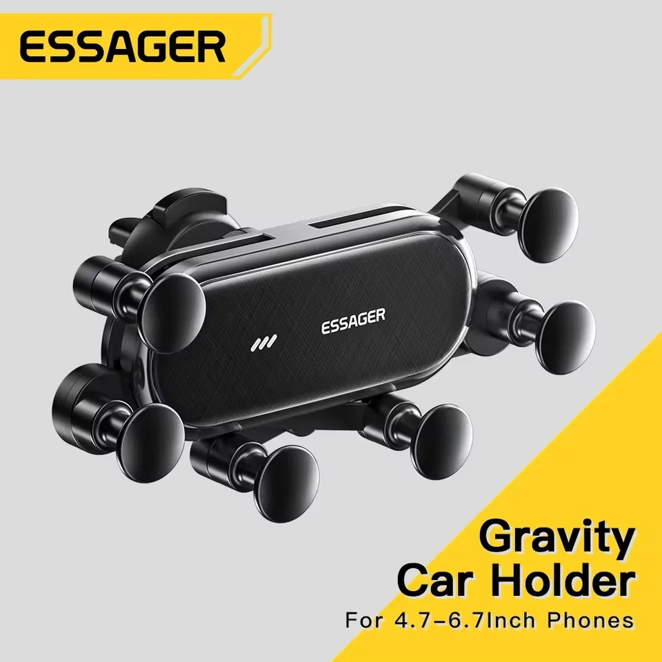 Essager Gravity Car Phone Držiteľ Air Vent Clip Mount GPS Smartphone Support pre iPhone 13 12 Pro Max Xiaomi Huawei Samsung