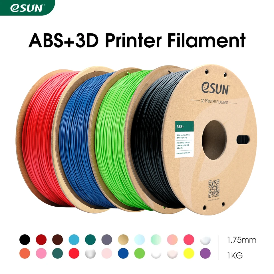 ESUN ABS + vlákno 1,75 mm ABS plus 3D tlačiareň Presnosť vlákna +/- 0,05 mm 1 kg 2,2 libier Spool 3D tlač 3D tlač pre 3D tlačiareň