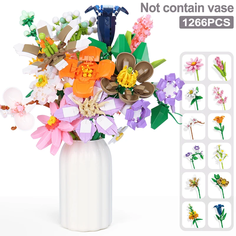 Eternal Flower Romantic Roses Wildflower Kytice Bricks Blocks Artificial Flower Constructor Block Hračky pre deti