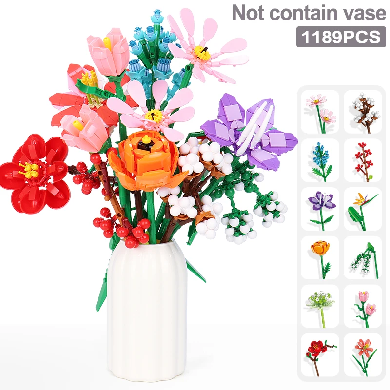 Eternal Flower Romantic Roses Wildflower Kytice Bricks Blocks Artificial Flower Constructor Block Hračky pre deti