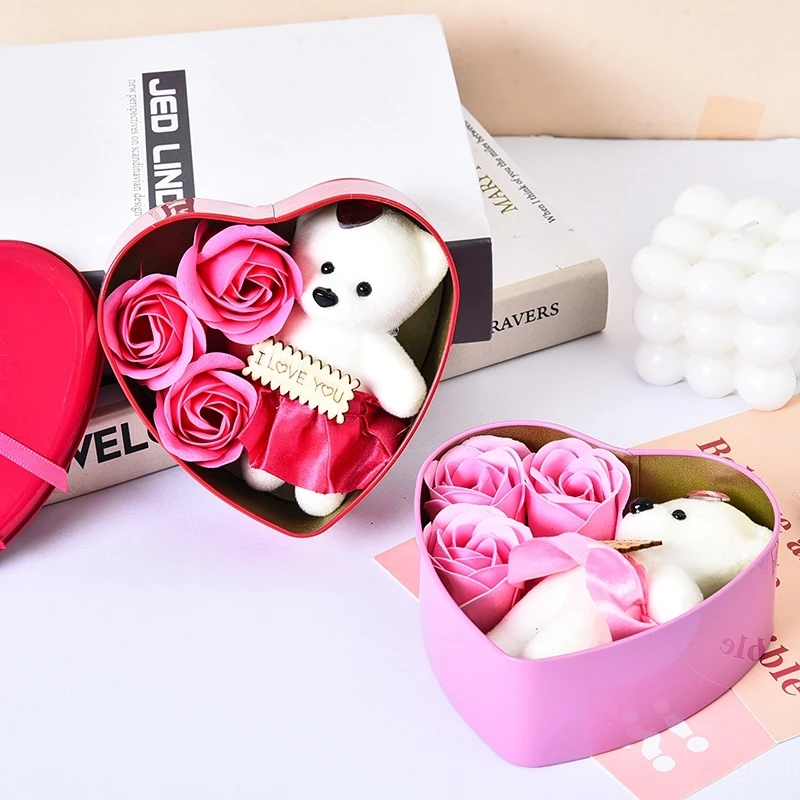 Eternal Rose Little Bear Gift Box Srdce Valentín Darček Darček k narodeninám Festival pre dievčatá simulácia kvety darčeková krabica