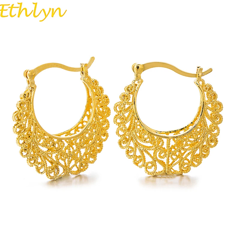 Ethlyn Jewelry Fashion Women Arab Stredný východ dutá veľká veľkosť zlatých farebných náušníc