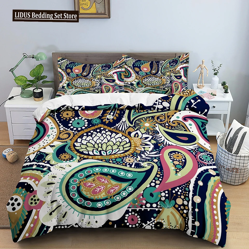 Etnická obálka Mandaly Duvet Set Set 3D tlačia