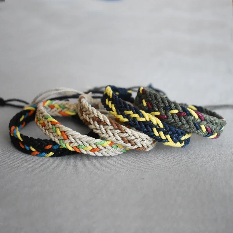 Etnické vlákno náramok retro retro vyrábaný boho viacfarebný opletený strunový šnúra tkané pletené pletené náramky priateľstva žien Muži