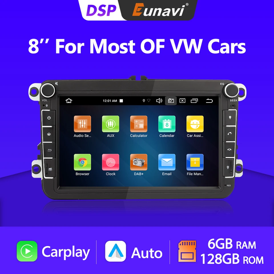 Eunavi 2 Din Android 10 Car Radio Multimedia Player pre VW Golf 5 6 Passat B6 B7 Polo Magotan CC Tiguan Amarok Octavia 2 DIN GPS
