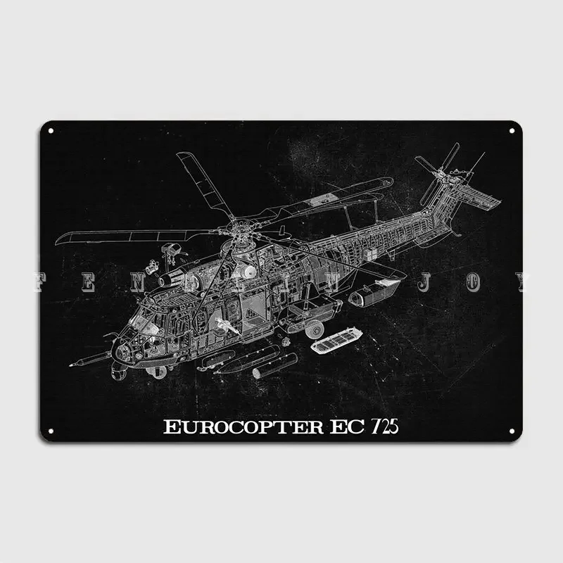 Eurocopter EC 725 plagát kovová plaketa Pub Garáž klub Custom Wall Plaque Tin Sign Plagáty