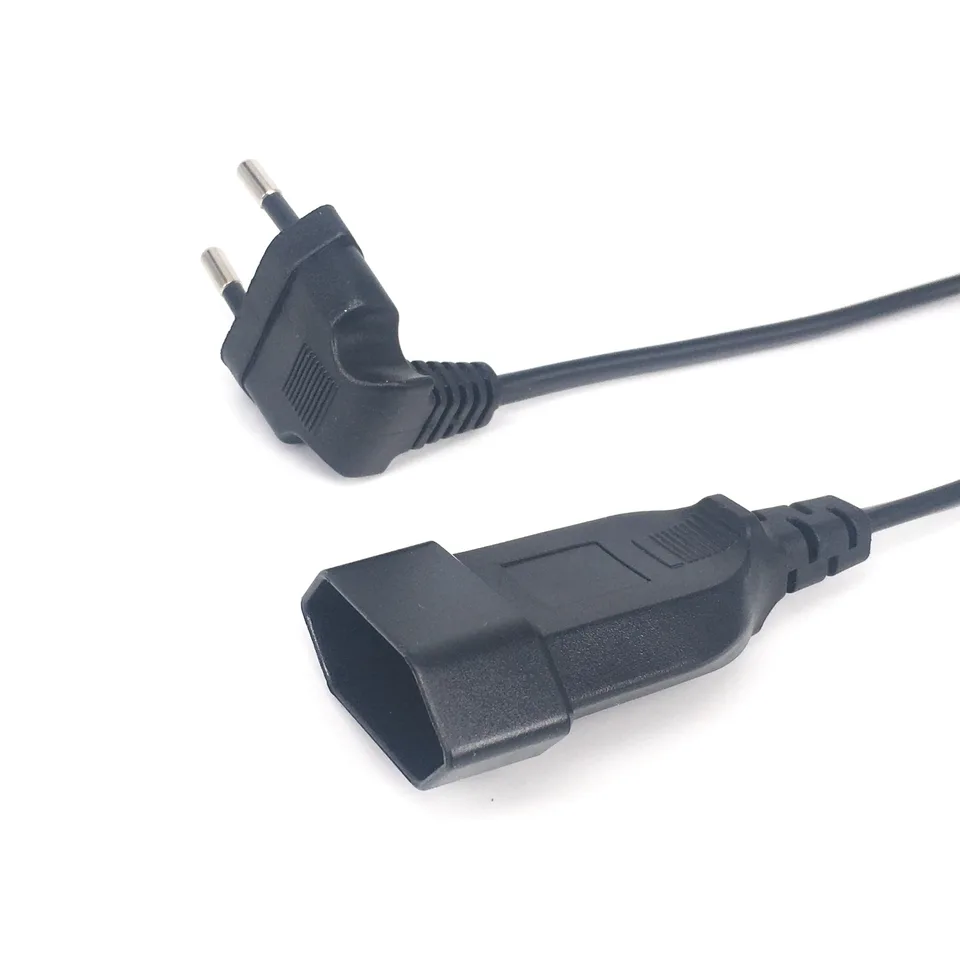 Europea 90 -stupňová plugová zástrčka k predĺženiu zásuvky pre ženskú zásuvku pre počítač PC PDU 0,3 m/0,6 m/1,8 m EÚ 2PRONG OBLASTNÝ KNIDOVÝ KÁDA