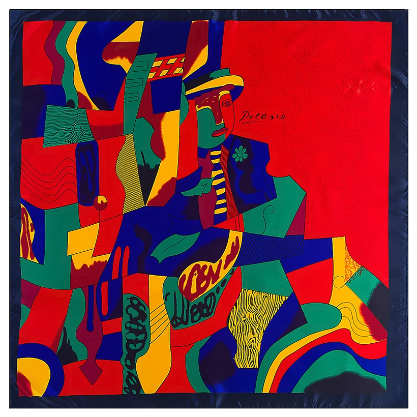 Európa 2022 90 cm Spring Classic Picasso Geometric olejomaľba Dámsky polyester hodvábny doplnok Veľký štvorcový šál šál