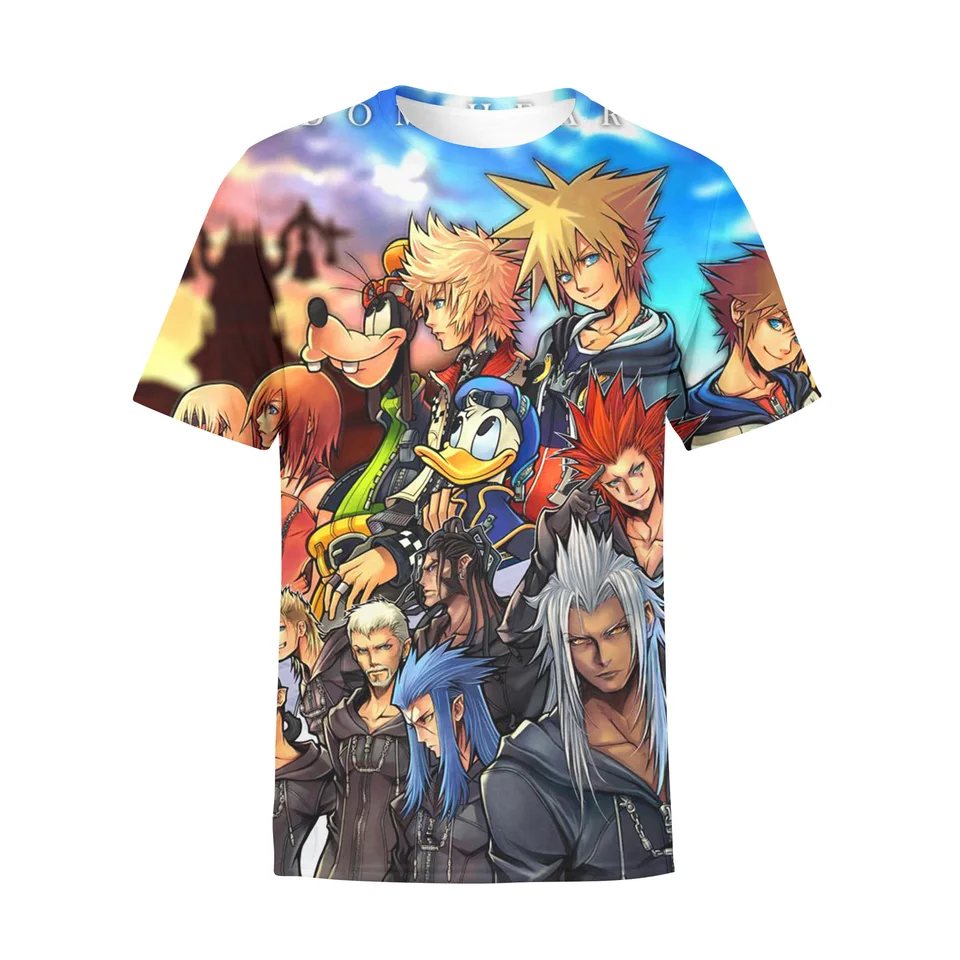 Európska veľkosť tričká Kingdom Hearts 3D Tlač okrúhle krk Krátke rukávy