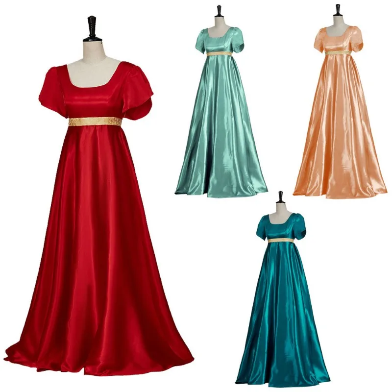 Európske a americké stredoveké retro tenké sukne Nový štýl Bridgeton Dress Halloween Performance Cosplay kostým