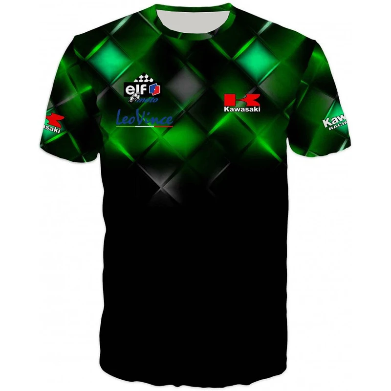 Európske americké mužské motocykle Racing Tričko s krátkym rukávom Kawasaki New Retro Sportswear okrúhly krk priedušný jazdný oblek
