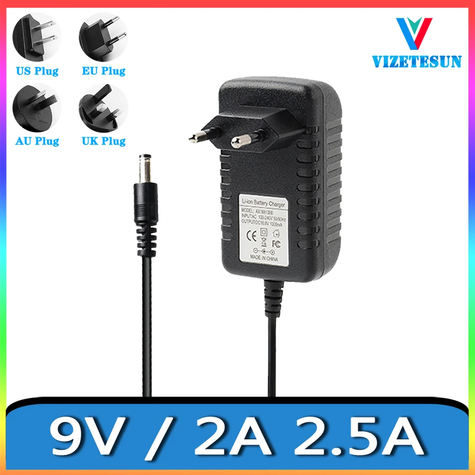 Európske nariadenie 9V 2A 2.5A Power adaptér 9v 2000ma 2500ma DC 5,5*2,1 mm stabilizovaný napájací kábel