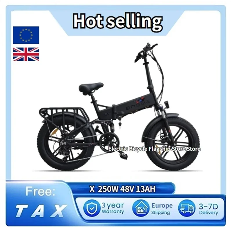 Európske skladovanie x 250 W Skladanie motora 48 V 13AH lítium batérie 20-palcová tuková pneumatika E Elektrické bicykle hliníka Hliníková zliatina