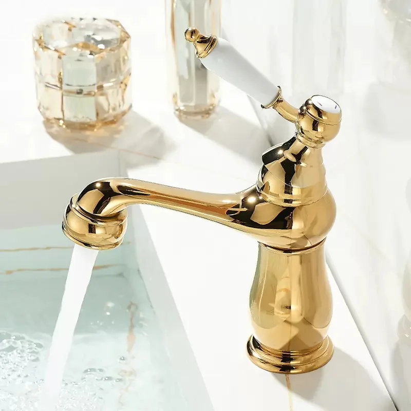 Európske zlaté povodie Faucet Chrome Horúce a studené mixéry starožitné umývacie povodie kohúti