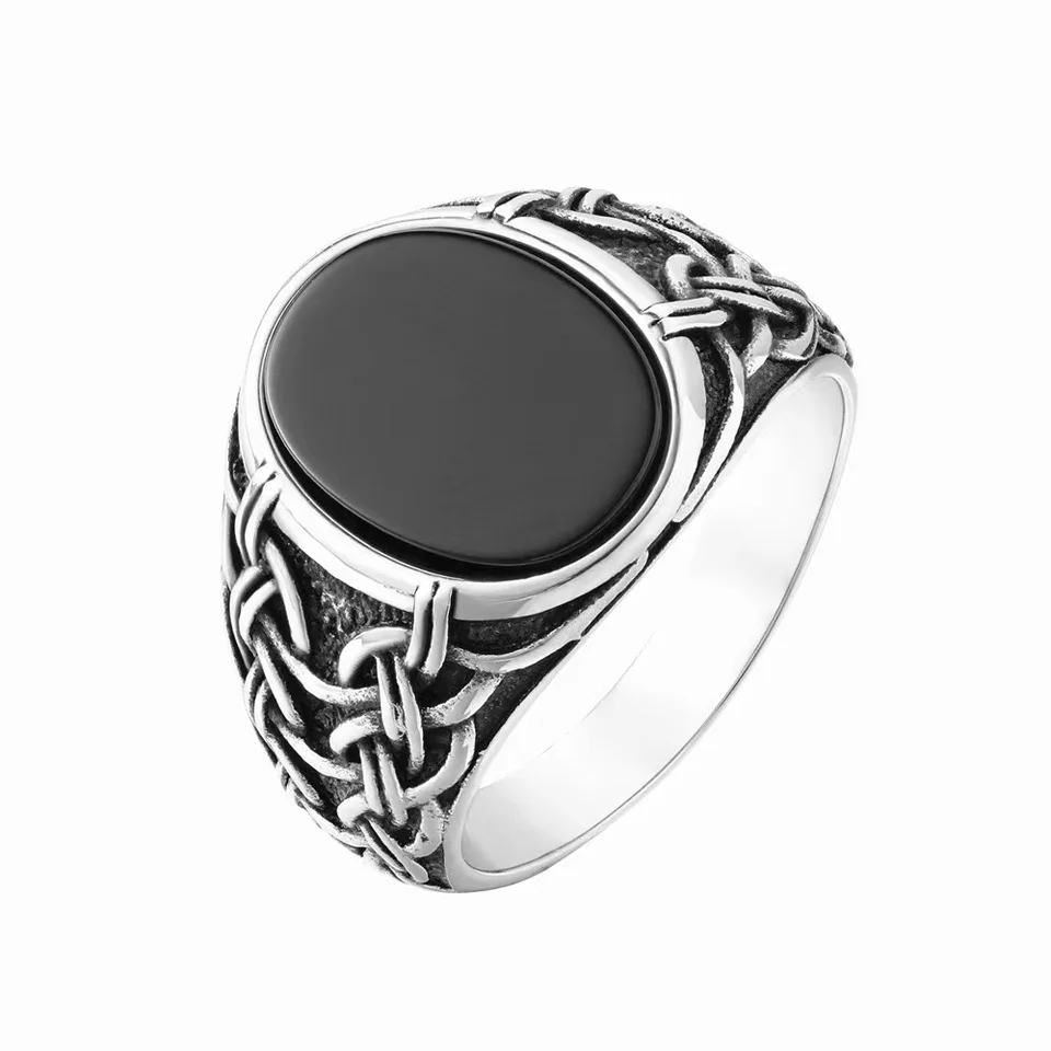 Európsky a n osobnosť retro oválny drahokam muž Viking z nehrdzavejúcej ocele
