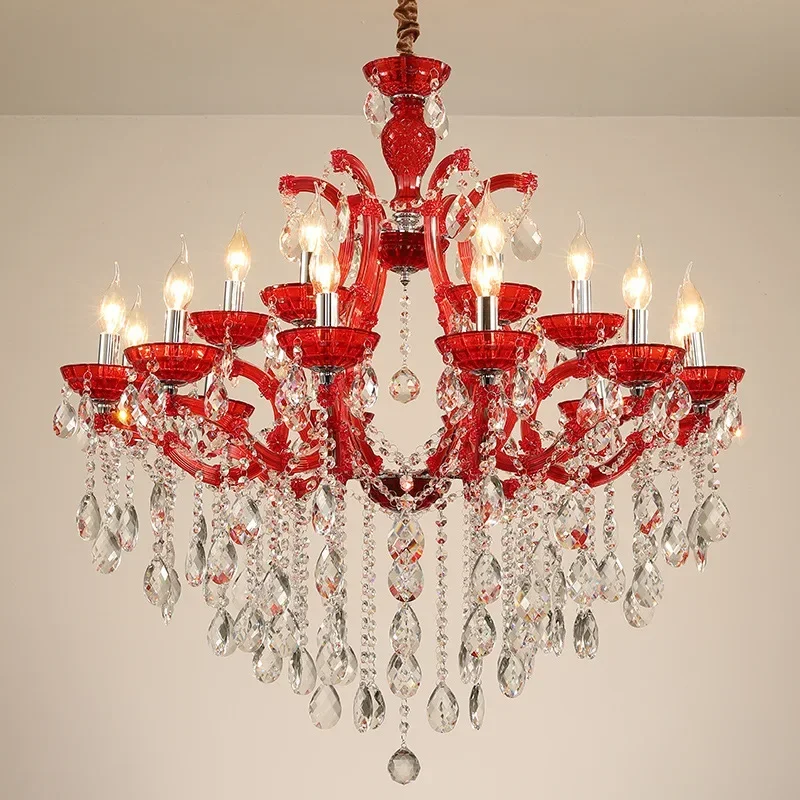 Európsky luster stropný kryštál Pandant Lamps Princess Warm Pink/Modrá/fialová/červená krištáľová lampa Kreatívna miestnosť Dekoratívne svetlo
