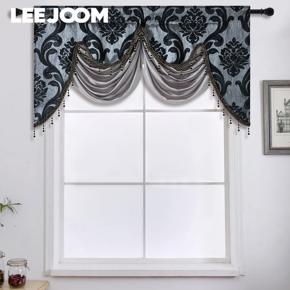 Európsky štýl Tassel Kvetinové okno Válec pre obývaciu izbu Luxusný Jacquard Tkanina Curtain Window Window Curtain Domáca dekorácia 1pc