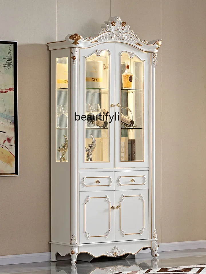Európsky štýl vínnej skrinky obývacia izba stena Dvojité dvere zobrazujú skrinka sklenená skrinka pre domácu dekoráciu