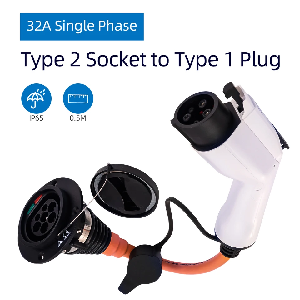 EV nabíjačka nabíjačku EVSE ELEKTRICKÝ KABELOVÝ KABEL CABLON TYPE 2 Vstup do typu 1 Flexibilná 32A 1 fáza pre Chevrolet, Fiat 500E ..