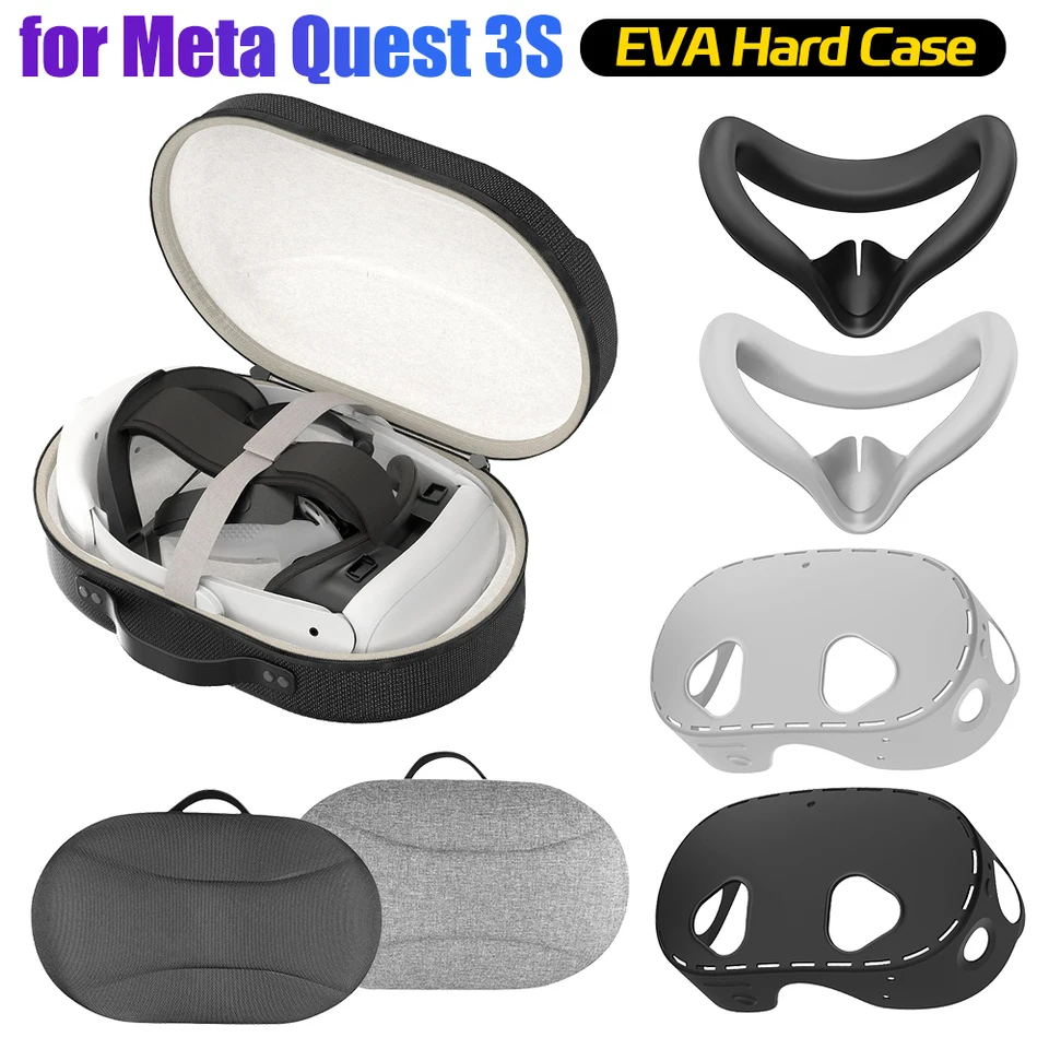 Eva Tvrdý prenos puzdra / kryt silikónovej masky pre Meta Quest 3S VR náhlavná súprava Eva Hard Carry Puzdro
