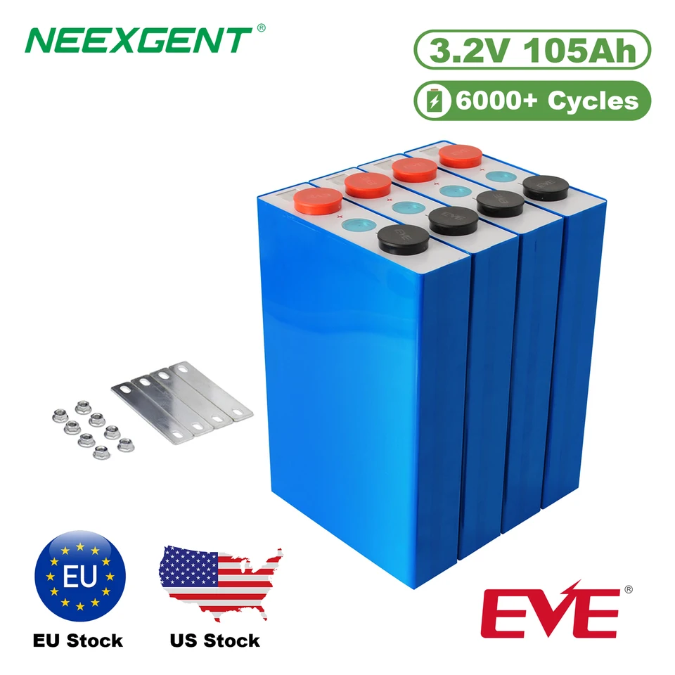 EVE 3,2V 105AH Značka 4x lítium -iónové batérie fosforečnanu pre elektrické vozidlá nabíjateľné elektrické vozidlá