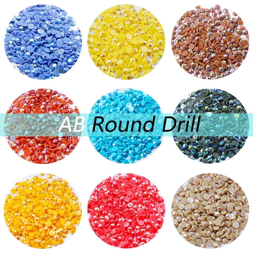 Evershine AB Round Drill Diamond Painting Resin SHAPE SHAPNE SPOLOČNOSŤ Mozaické doplnky farebné kamene vyšívacie súpravy vianočný darček