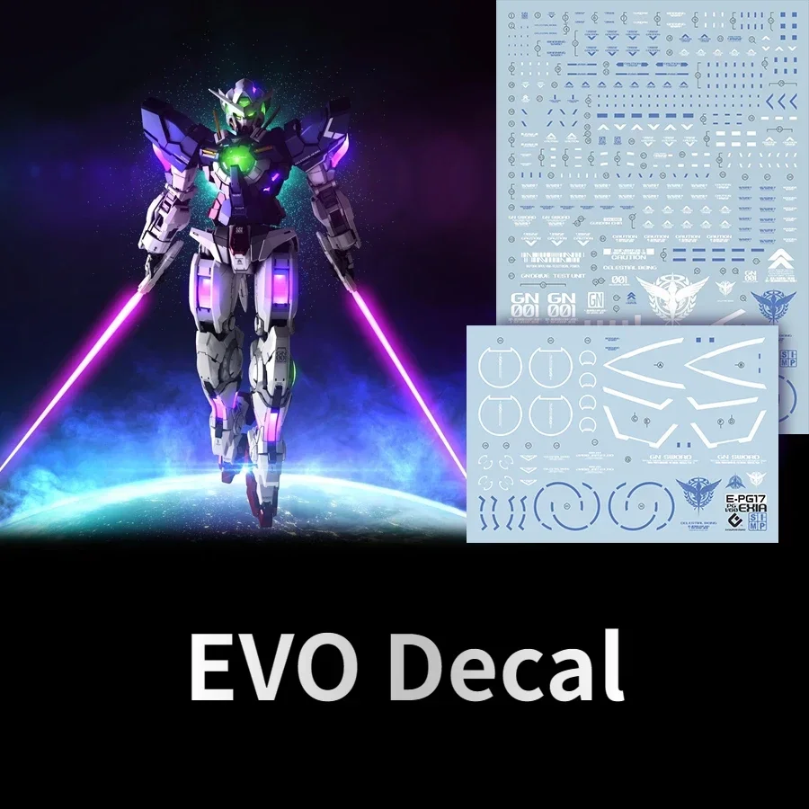 EVO Nákladové e-PG17 pre PG nebeské bytie mobilného obleku GN-001 EXIA 00 Model Fluorescenčné nálepky pre modelové koníčky DIY doplnky