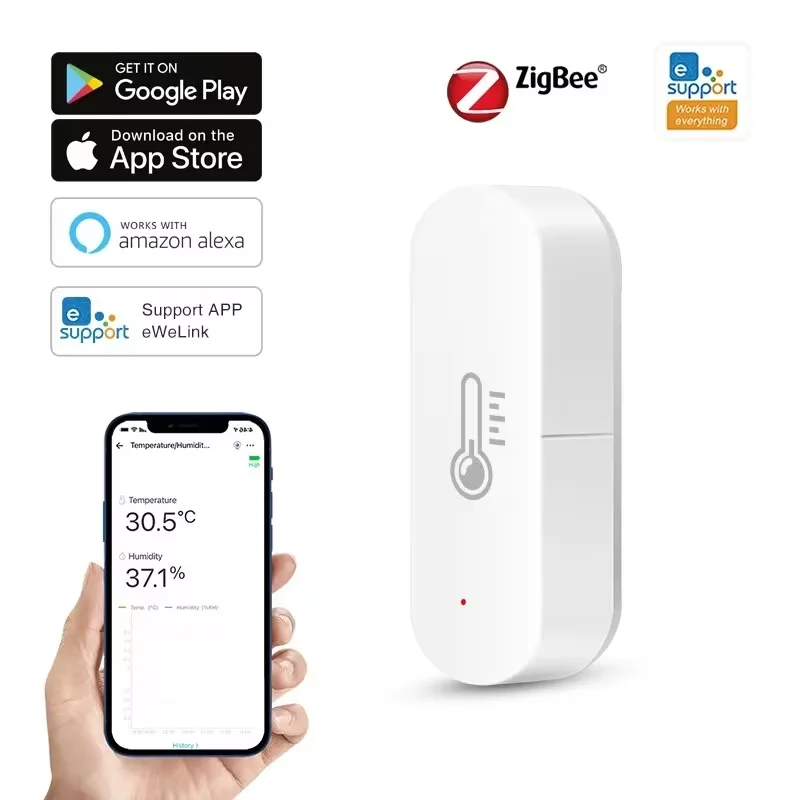 Ewelink App Zigbee Teplota vlhkosť snímač vnútorný teplomer pre SmartThings ZigBee2MQTT Domáca asistentka Alexa Google Alice