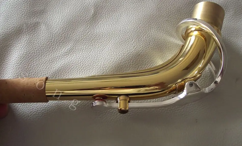 Excellence alto eb saxofónový krk zlaté telo + strieborné kľúče 25,0 mm