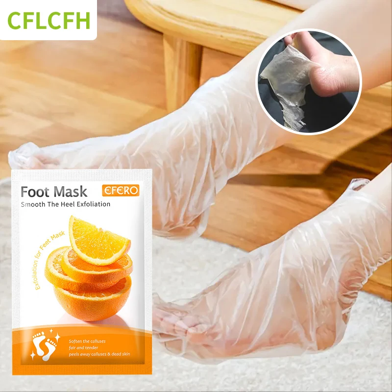 Exfoliačná maska ​​na nohu proti sušeniu praskajúcej päty odlupujúca odumretá kožná odstraňovacia nohu zvlhčujúce kúpeľné pedikované pedikérové ​​ponožky oranžová maska