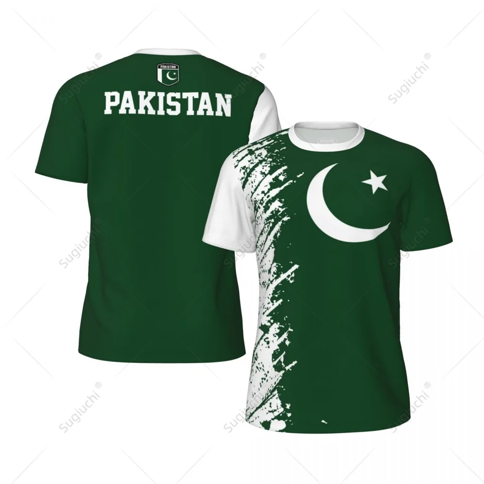 Exkluzívny dizajn Pakistan Flag Grain 3D tlačená muži pre beh futbalového tenisu Fitness Športové tričko